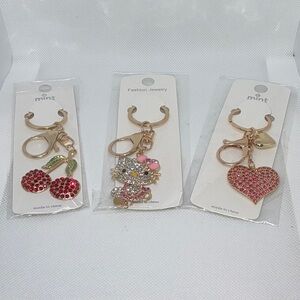 Keychain/Bag Charms Mint & Gold Trio.